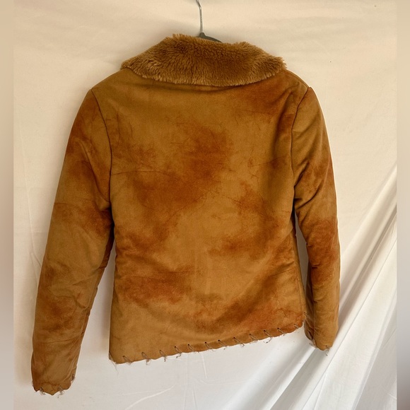 RARE vintage 80s/90s Shearling Faux Leather Jacket - Picture 2 of 7